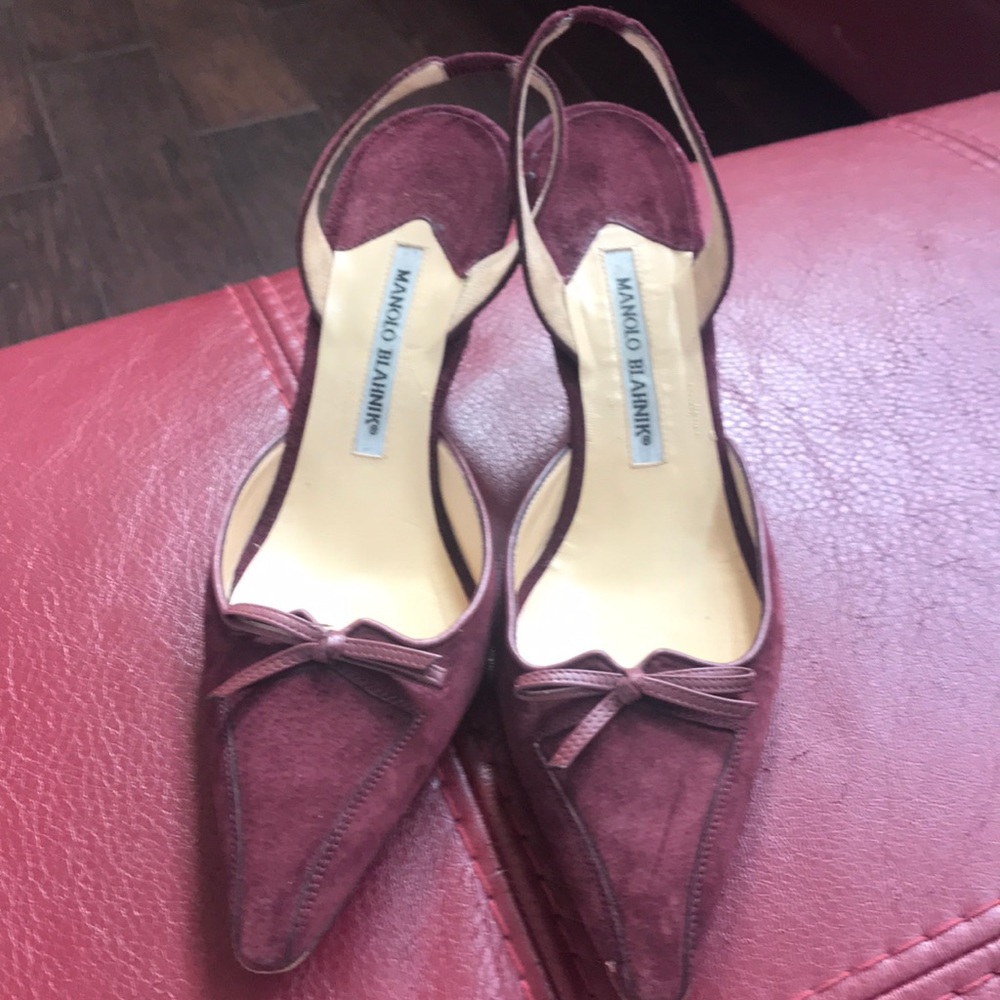 Suede Burgandy Manolo Blahnik Shoes